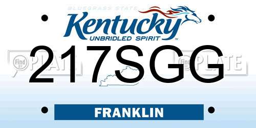 217SGG Kentucky License Plate