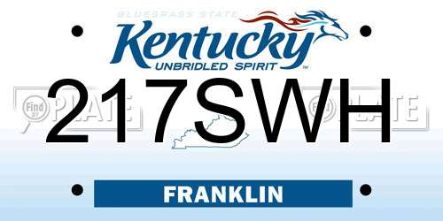 217SWH Kentucky License Plate