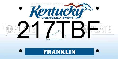 217TBF Kentucky License Plate