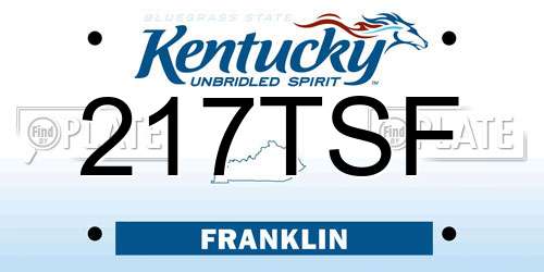 217TSF Kentucky License Plate