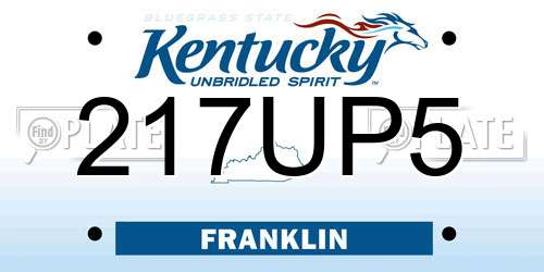 217UP5 Kentucky License Plate