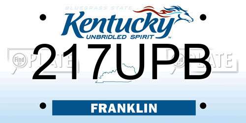 217UPB Kentucky License Plate