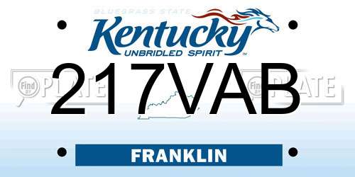 217VAB Kentucky License Plate