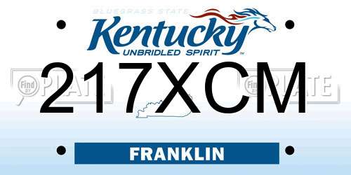 217XCM Kentucky License Plate