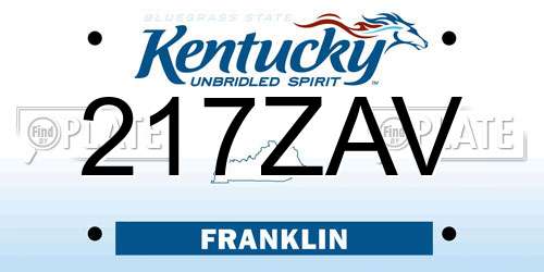 217ZAV Kentucky License Plate