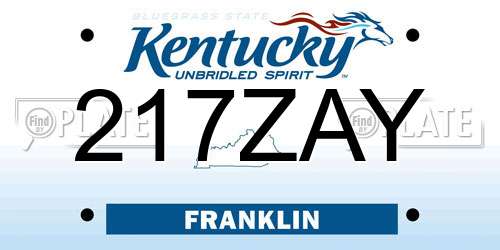 217ZAY Kentucky License Plate