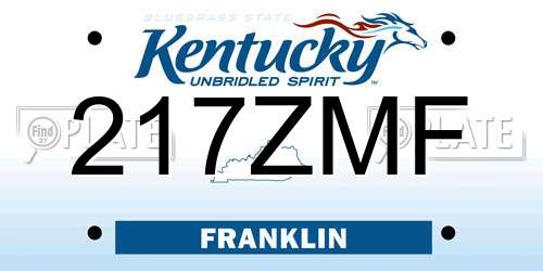217ZMF Kentucky License Plate