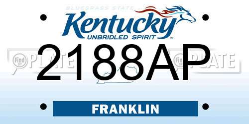 2188AP Kentucky License Plate