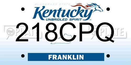 218CPQ Kentucky License Plate