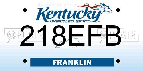 218EFB Kentucky License Plate