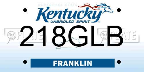 218GLB Kentucky License Plate