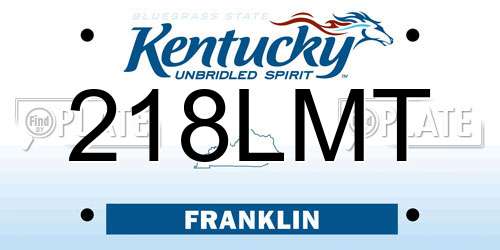 218LMT Kentucky License Plate