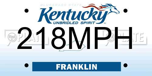 218MPH Kentucky License Plate