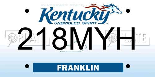218MYH Kentucky License Plate