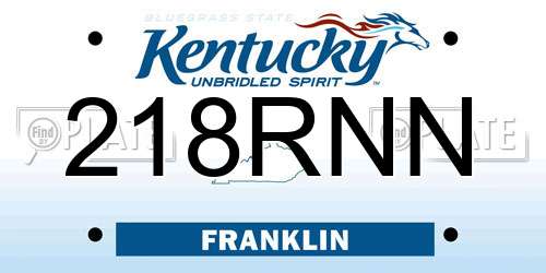218RNN Kentucky License Plate