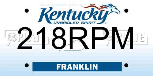 218RPM Kentucky License Plate