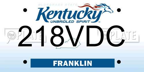 218VDC Kentucky License Plate