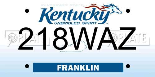 218WAZ Kentucky License Plate