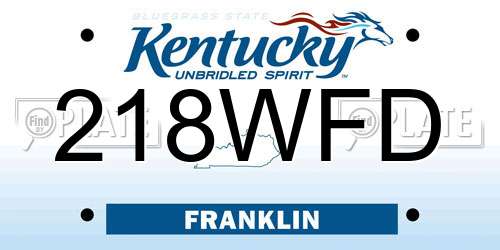 218WFD Kentucky License Plate