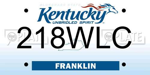 218WLC Kentucky License Plate