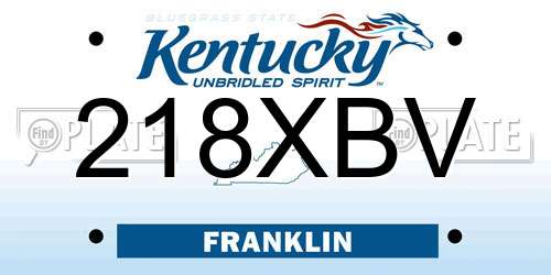 218XBV Kentucky License Plate
