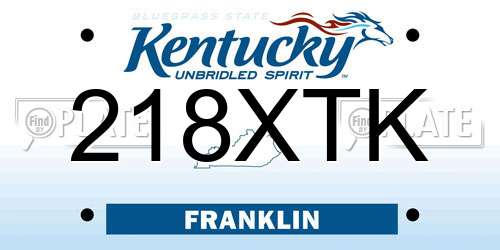 218XTK Kentucky License Plate