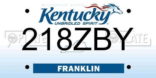 218ZBY Kentucky License Plate