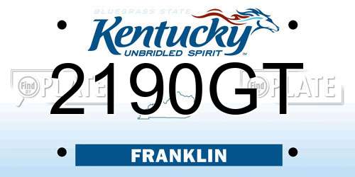 2190GT Kentucky License Plate