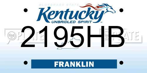 2195HB Kentucky License Plate