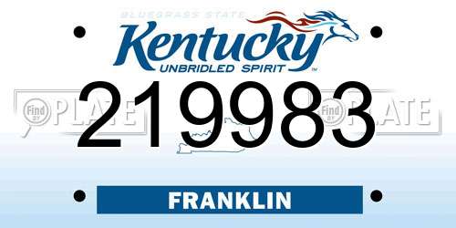 219983 Kentucky License Plate