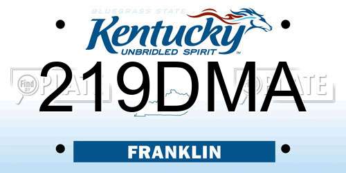 219DMA Kentucky License Plate