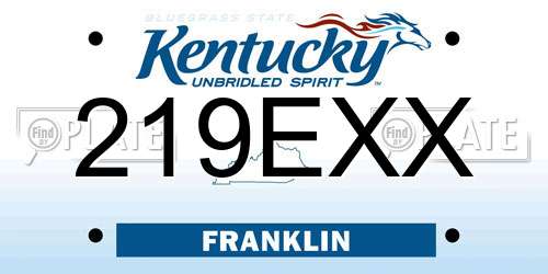 219EXX Kentucky License Plate