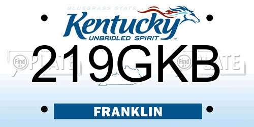 219GKB Kentucky License Plate