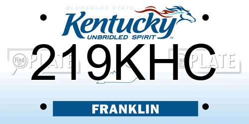 219KHC Kentucky License Plate