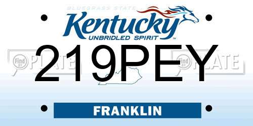 219PEY Kentucky License Plate