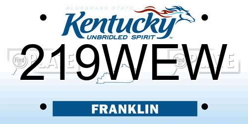 219WEW Kentucky License Plate