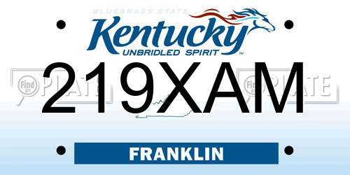 219XAM Kentucky License Plate
