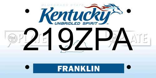 219ZPA Kentucky License Plate