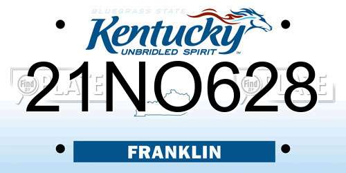 21NO628 Kentucky License Plate