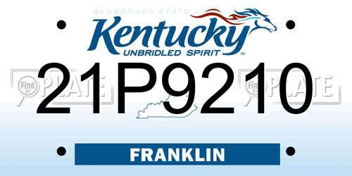 21P9210 Kentucky License Plate