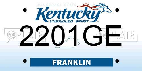 2201GE Kentucky License Plate