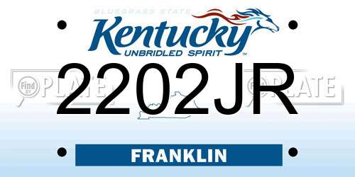 2202JR Kentucky License Plate