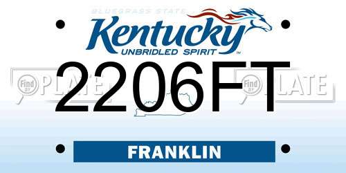 2206FT Kentucky License Plate