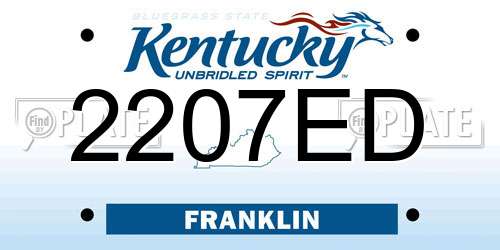 2207ED Kentucky License Plate