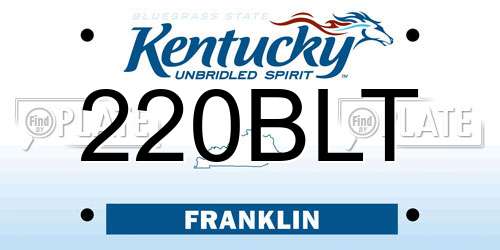 220BLT Kentucky License Plate