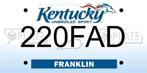 220FAD Kentucky License Plate