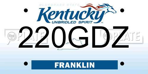 220GDZ Kentucky License Plate