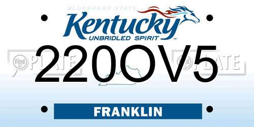 220OV5 Kentucky License Plate