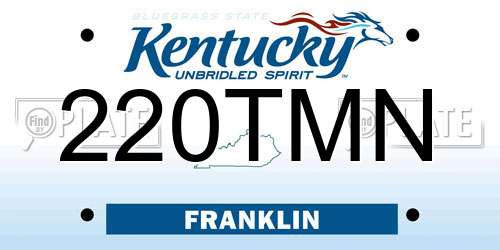 220TMN Kentucky License Plate
