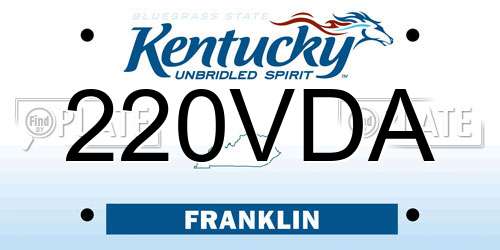 220VDA Kentucky License Plate